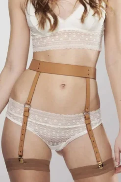 Pleasure | Suspender Belts>Bijoux Indiscrets Maze Vegan Leather Suspender Belt Brown