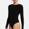 Bodysuits & Playsuits>Wolford Memphis Long Sleeve Thong Body Black