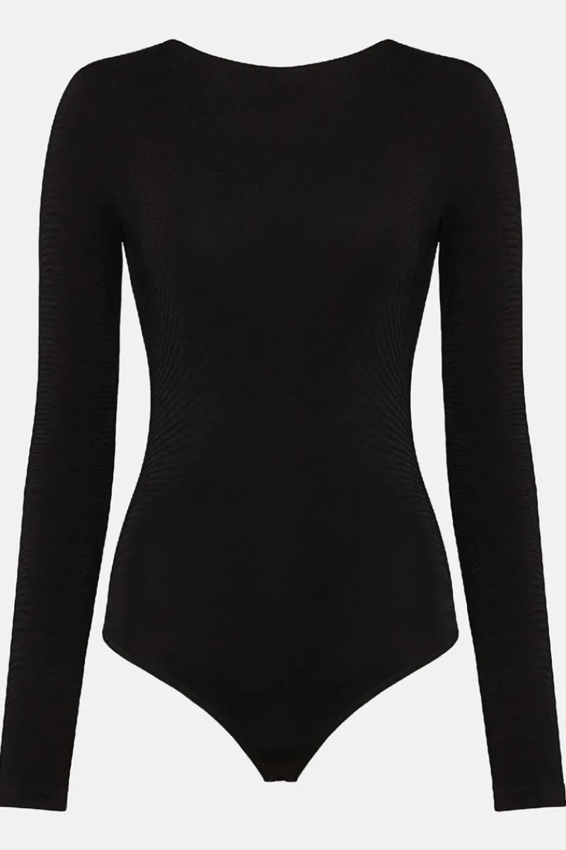Bodysuits & Playsuits>Wolford Memphis Long Sleeve Thong Body Black