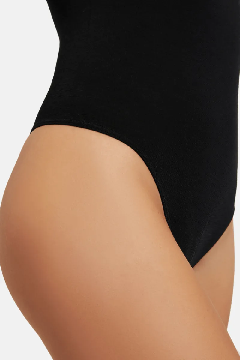 Bodysuits & Playsuits>Wolford Memphis Long Sleeve Thong Body Black