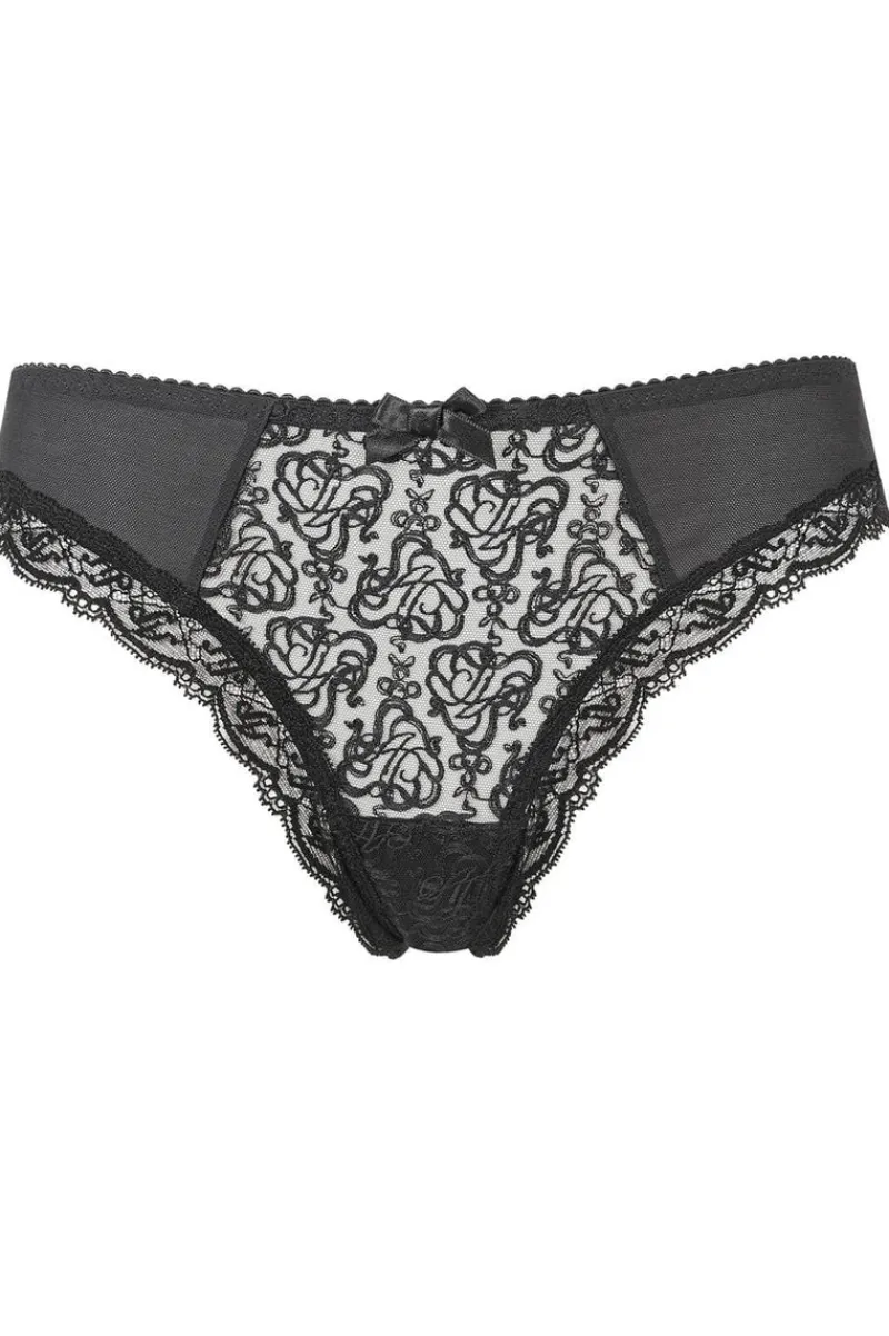 Sheer Lingerie | Thongs & G-strings>Agent Provocateur Mercy Lace Thong, Size 4 (UK 12) Black