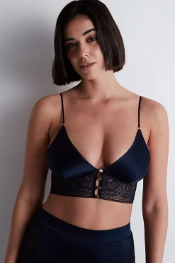 Silk Nightwear | Pyjama Tops>Aubade Midnight Whisper Silk Bralette Evening Blue