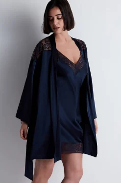 Silk Nightwear | Kimonos & Robes>Aubade Midnight Whisper Silk Kimono Evening Blue