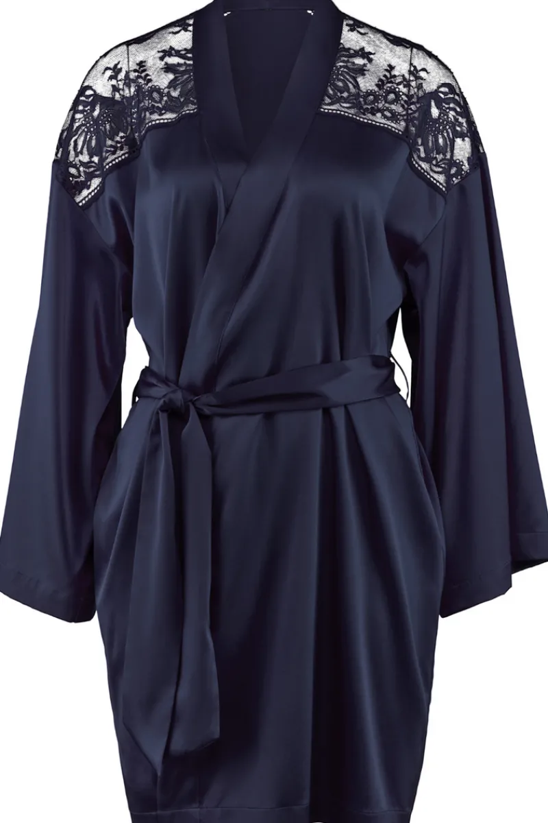 Silk Nightwear | Kimonos & Robes>Aubade Midnight Whisper Silk Kimono Evening Blue