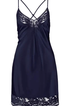 Silk Nightwear | Nighties, Babydolls & Chemises>Aubade Midnight Whisper Silk Nightie Evening Blue