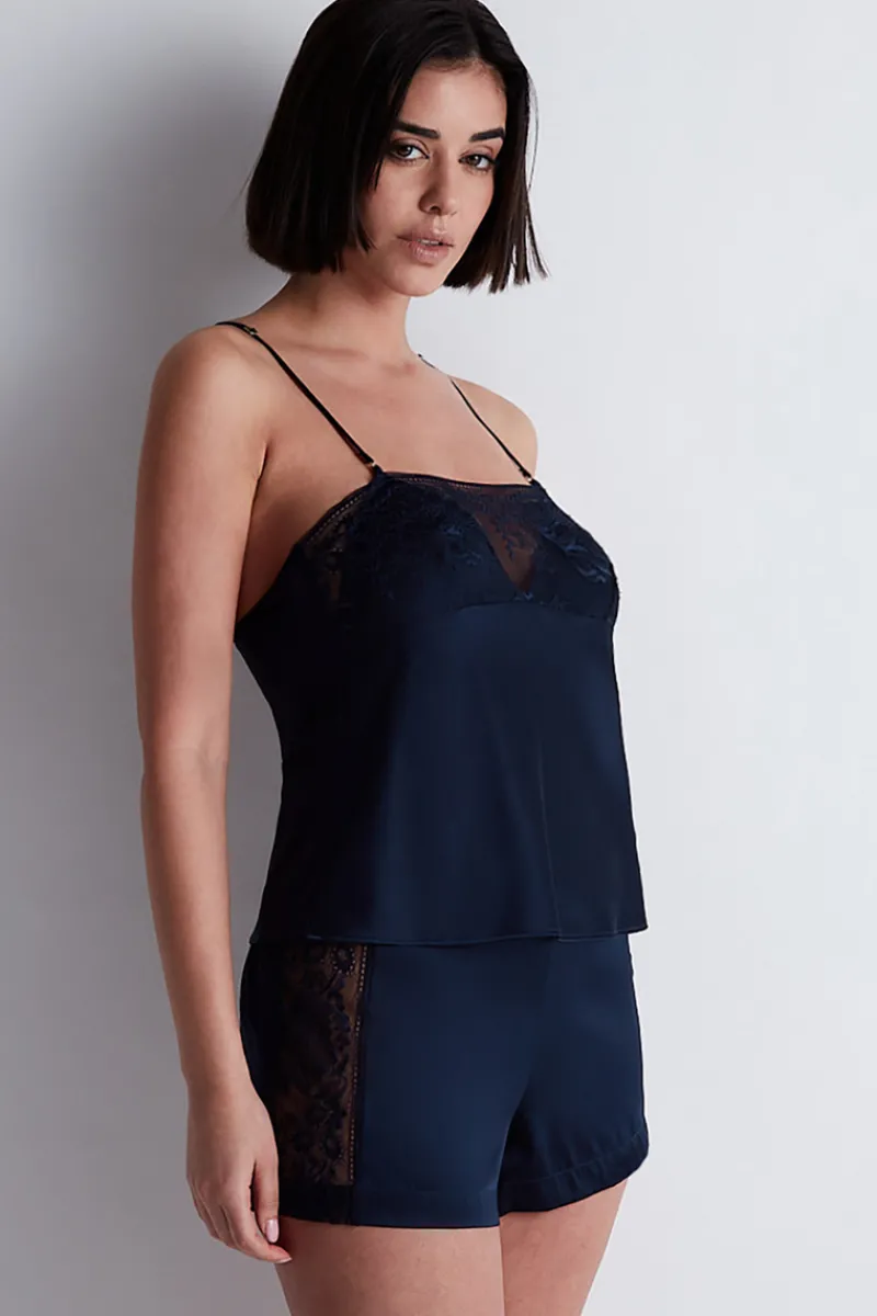 Silk Nightwear | Pyjama Pants & Shorts>Aubade Midnight Whisper Silk Shorts Evening Blue