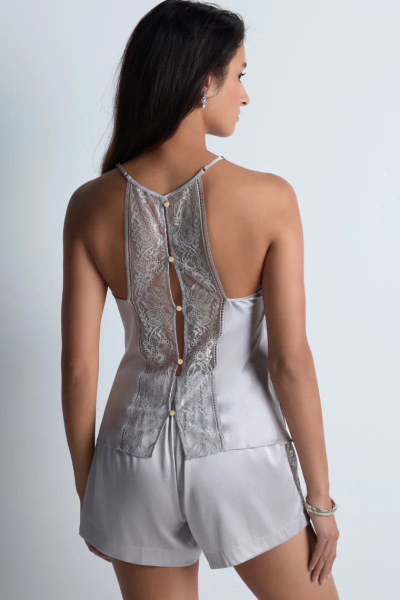 Silk Nightwear | Pyjama Pants & Shorts>Aubade Midnight Whisper Silk Shorts in Cosmos Silver