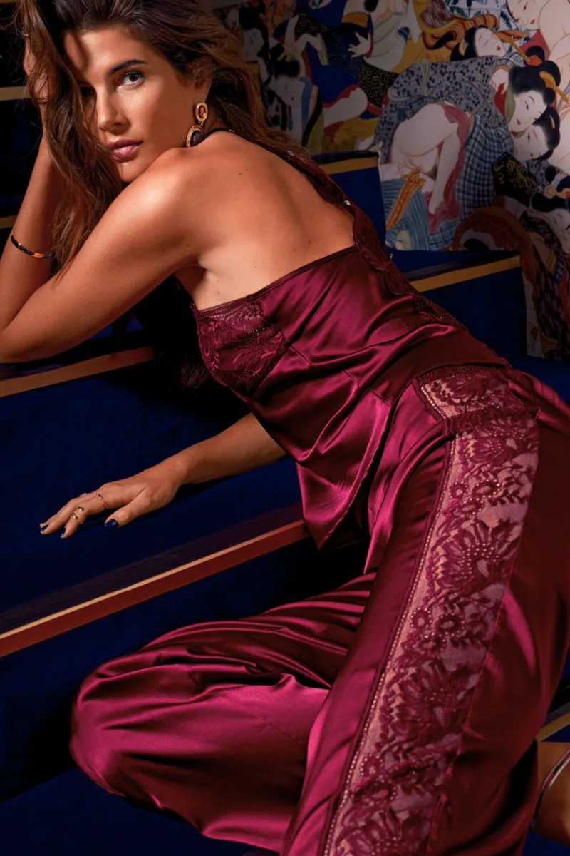Silk Nightwear | Pyjama Pants & Shorts>Aubade Midnight Whisper Silk Trousers Crimson Red