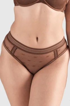 £30 And Under | Briefs>Nudea Monogram Mesh Brazilian Espresso