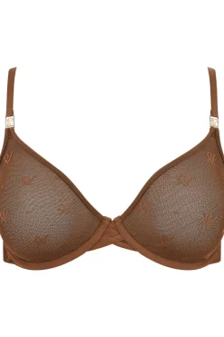 £30 And Under | Balconette Bras & Demi Bras>Nudea Monogram Mesh Demi Bra Espresso