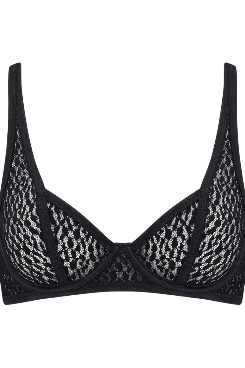 Plunge Bras | Underwired Bras>Coco de Mer Muse - Lana Underwired Plunge Bra Black