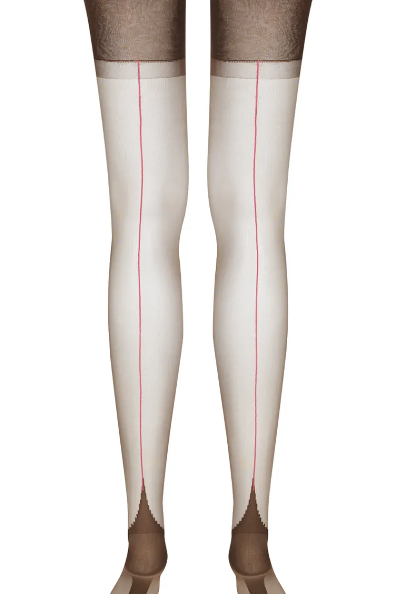 Nylon Stockings | Seamed Stockings>Maison Close Neon Pink Seam Nylon Stockings Ginger Snap