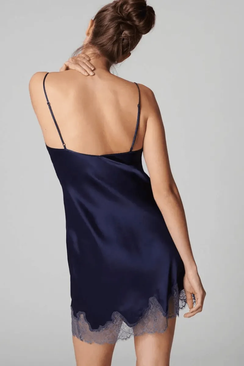 Silk Nightwear | Nighties, Babydolls & Chemises>Simone Pérèle Nocturne Silk Nightdress Midnight, Size 1 (UK 8-10)