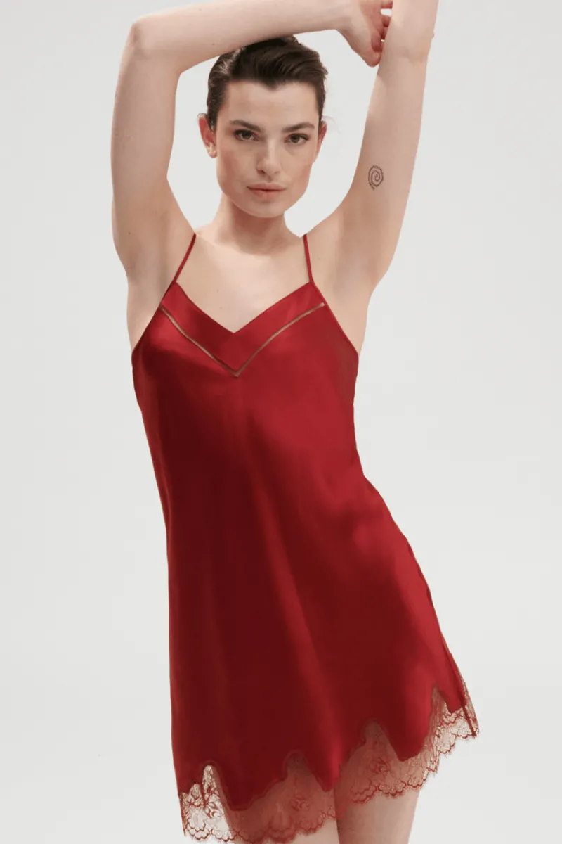 Silk Nightwear | Nighties, Babydolls & Chemises>Simone Pérèle Nocturne Silk Nightdress Red