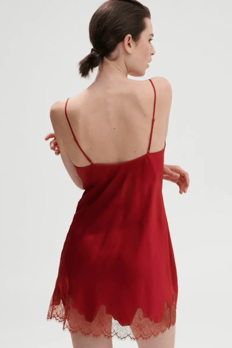 Silk Nightwear | Nighties, Babydolls & Chemises>Simone Pérèle Nocturne Silk Nightdress Red