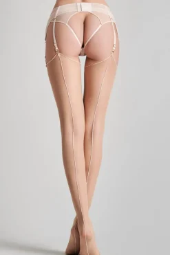 Seamed Stockings | Sheer Stockings>Maison Close Nude Cut & Curled Pink Seam Stockings 20 Denier