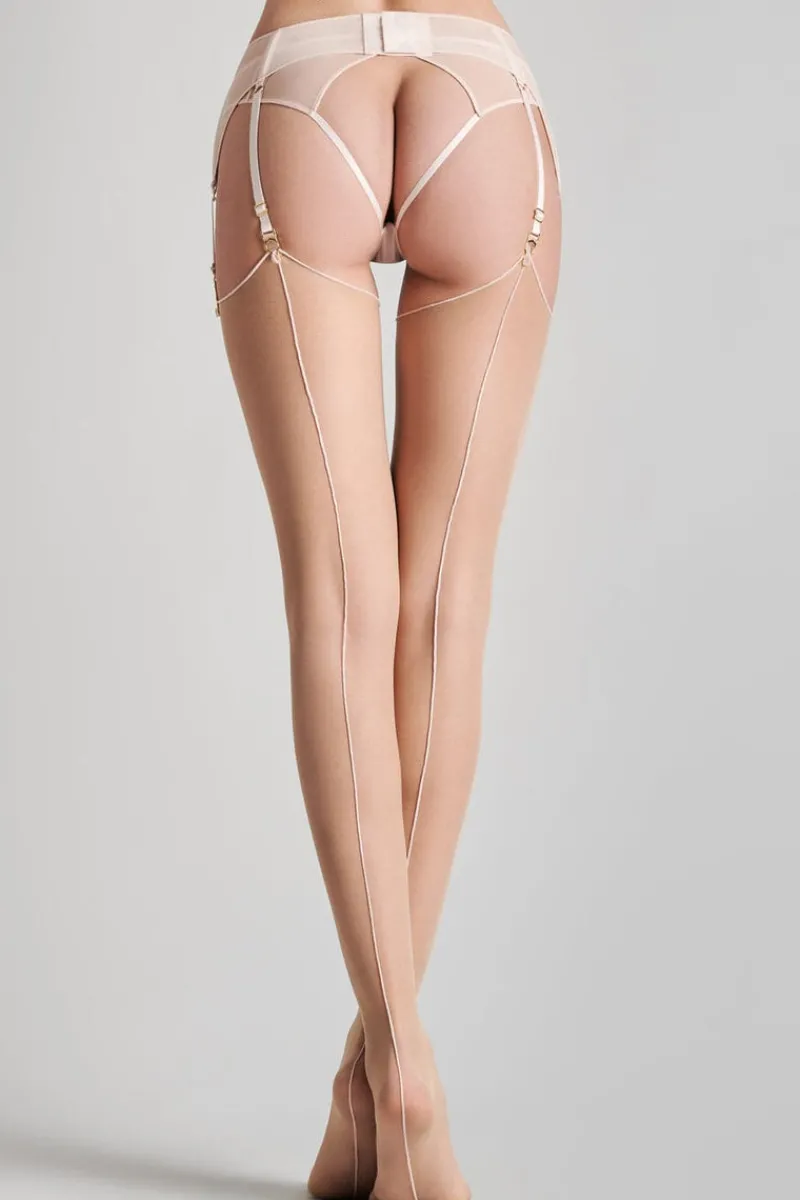 Seamed Stockings | Sheer Stockings>Maison Close Nude Cut & Curled Pink Seam Stockings 20 Denier