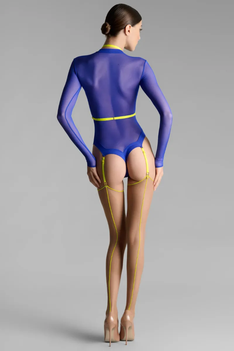 Seamed Stockings | Sheer Stockings>Maison Close Nude Cut & Curled Yellow Seam Stockings 20 Denier