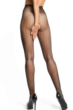 Black Tights | Crotchless Tights>Miss O Open Crotch Seamed Fishnet Tights 20 Denier Black