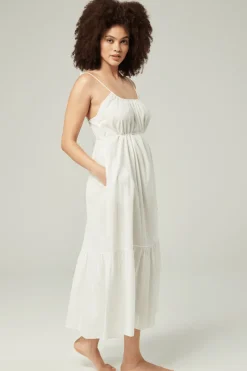 Bridal & Honeymoon Lingerie | Ready To Wear>Nudea Organic Cotton Maxi Trapeze Dress in White