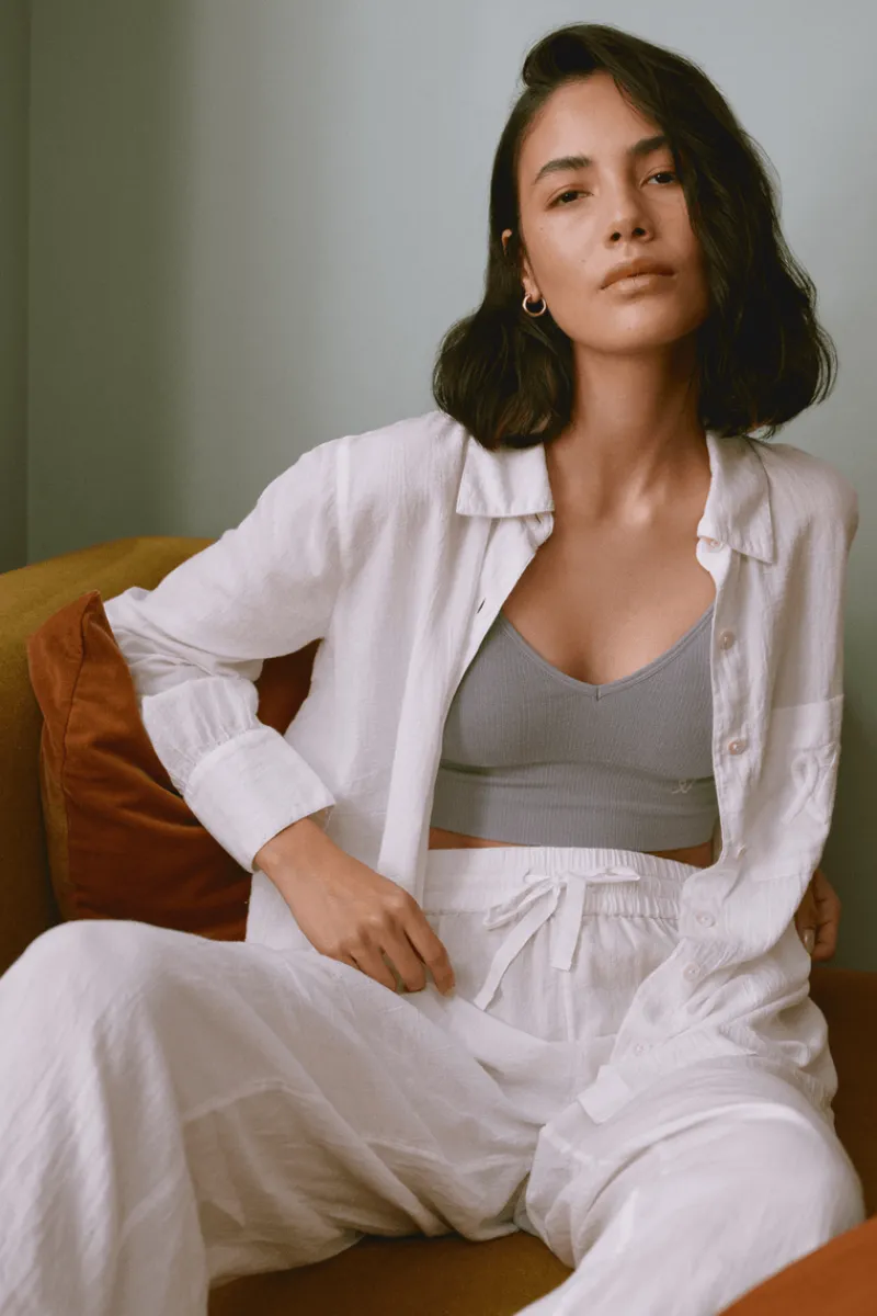 Pyjama Tops | Bridal & Honeymoon Lingerie>Nudea Organic Cotton PJ Shirt in White