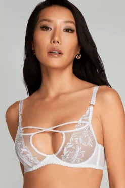 Bridal & Honeymoon Lingerie | Sheer Lingerie>Agent Provocateur Ozella Plunge Bra White