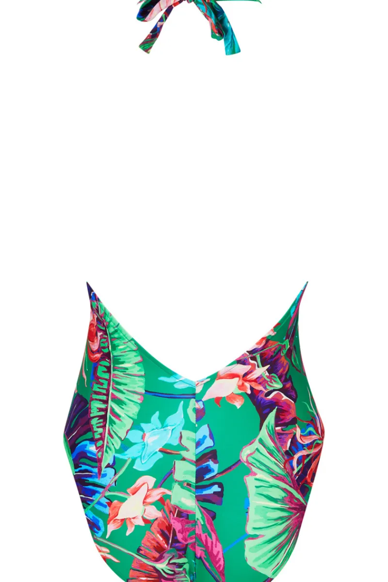 Swimsuits | Luxury French Lingerie>Lise Charmel Paradis Sauvage Seduction Halterneck Swimsuit WildGreen