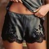 Silk Nightwear | Pyjama Pants & Shorts>Marjolaine Pearl Silk Shorty PearlSlate/Black