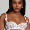 Bridal & Honeymoon Lingerie | Balconette Bras & Demi Bras>Agent Provocateur Petunia Balconette Underwired Bra, Size 32B White/Blush/BabyPink