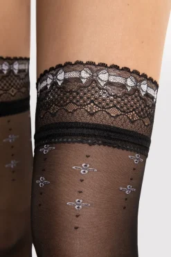 Masks & Blindfolds | Sheer Hold Ups>FiORE Reveil Hold Ups 20 Denier Black/White
