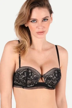 £30 And Under | Balconette Bras & Demi Bras>Jolidon Rock DJ Balconette Bra in Black