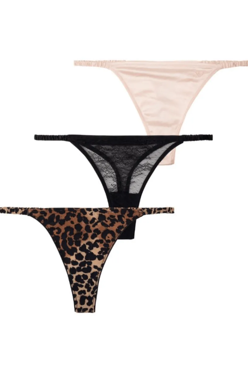 3 Piece Lingerie Sets | Thongs & G-strings>Love Stories Roomservice Trio Pack Thongs RoomserviceMulti