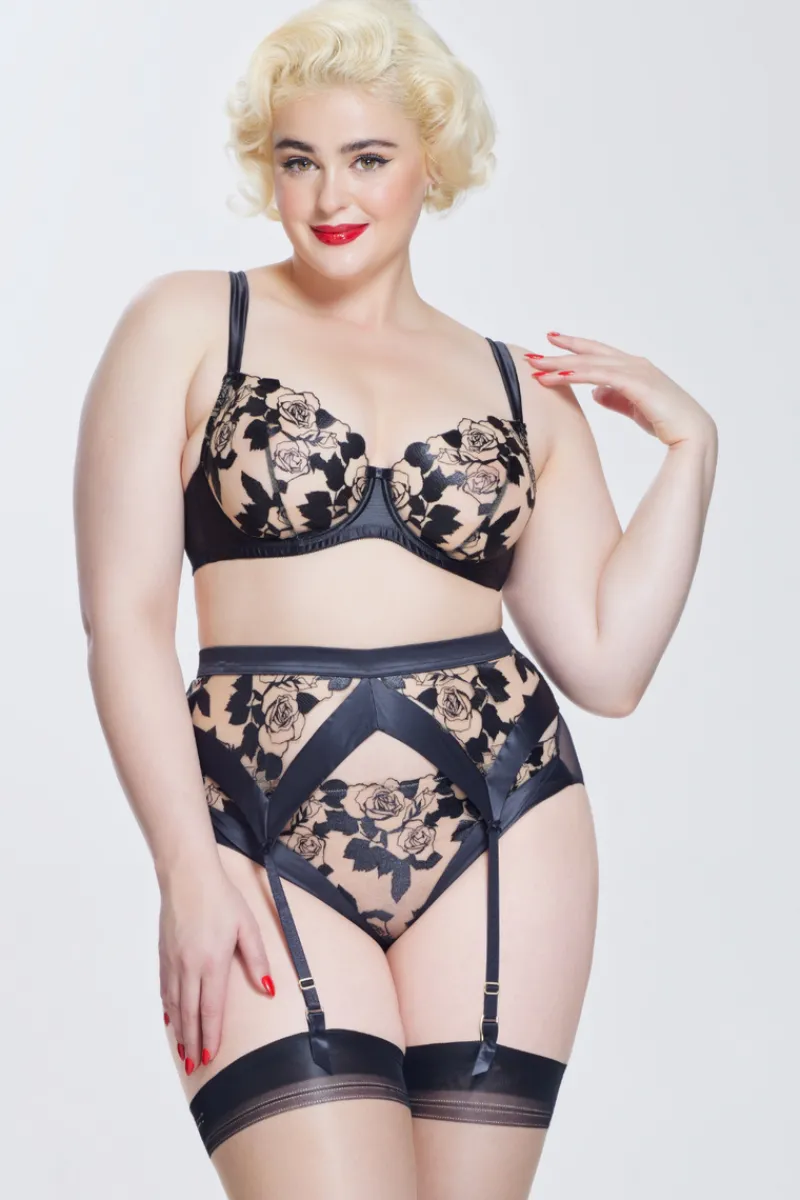 Sheer Lingerie | Suspender Belts>Dita Von Teese Rosabelle Suspender in Black