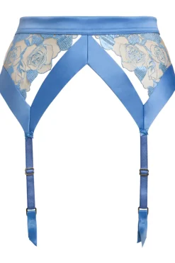 Sheer Lingerie | Suspender Belts>Dita Von Teese Rosabelle Suspender in Ethereal Blue