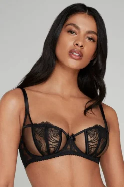 Crotchless Lingerie | Sheer Lingerie>Agent Provocateur Rozlyn Underwired Balconette Bra Black