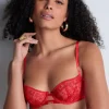 Red Lingerie | Sexy Lingerie>Aubade Rules of Attraction Half Cup Bra FlameRed