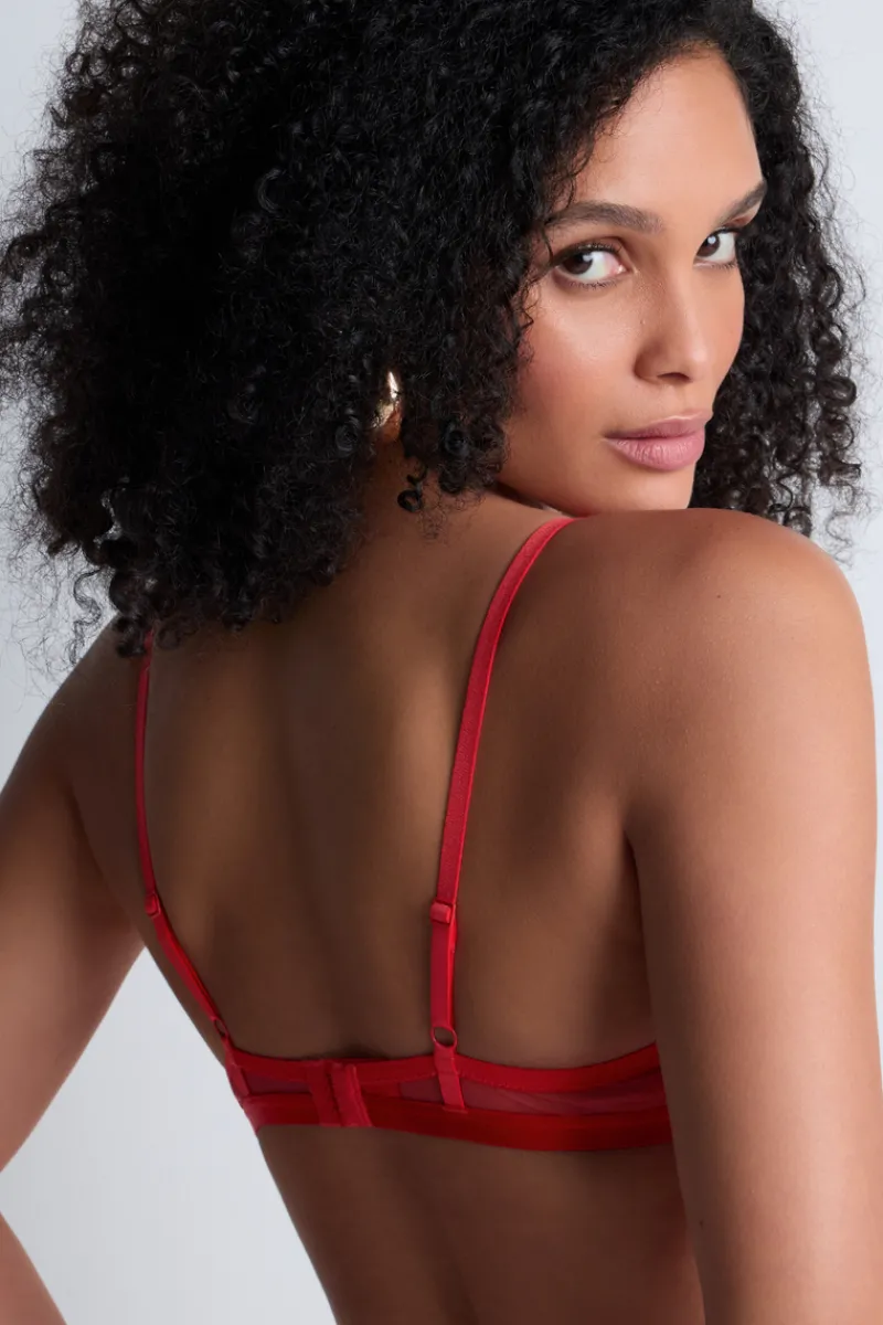Red Lingerie | Sexy Lingerie>Aubade Rules of Attraction Half Cup Bra FlameRed