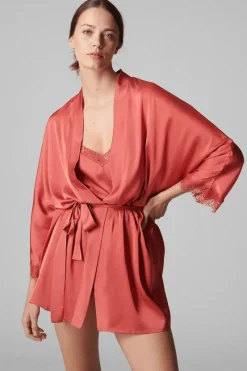 Kimonos & Robes | Mother's Day>Simone Pérèle Satin Secrets Kimono in Quartz Pink