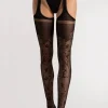 Black Tights | Patterned Tights>FiORE Sensual Amorosa Suspender Tights 30 Denier Black