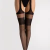 Black Tights | Patterned Tights>FiORE Sensual Amour Sauvage Suspender Tights 20 Denier Black