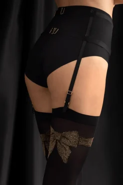 Black Stockings | £30 And Under>FiORE Sensual Tresor Stockings 40 Denier Black/Gold