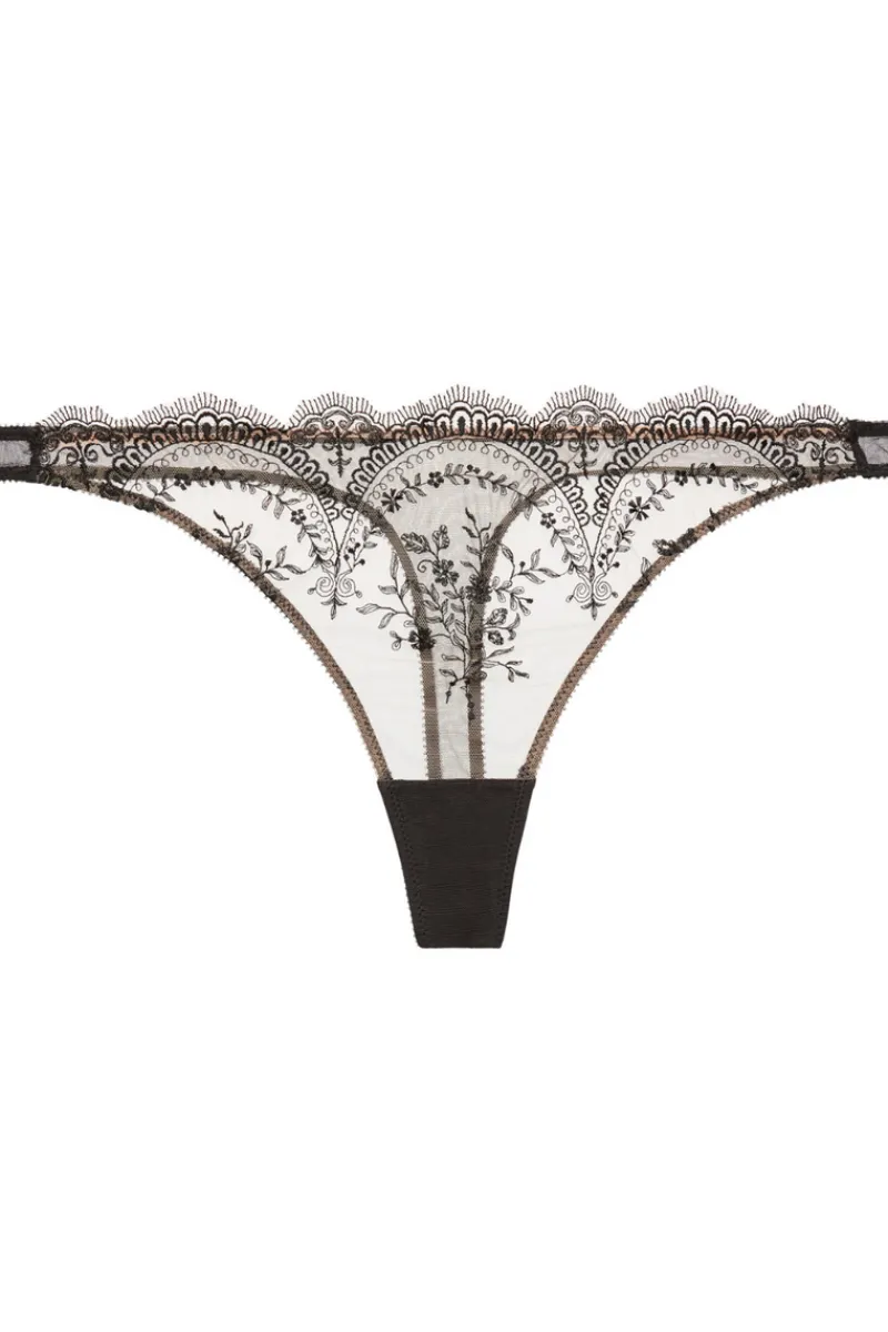 Sheer Lingerie | Thongs & G-strings>Dita Von Teese Severine Thong in Black