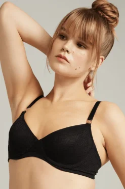 £30 And Under | Wireless Bras>Nudea Sheer Deco Balcony Bra in Black