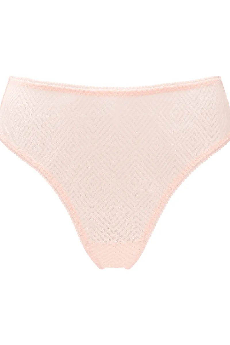 £30 And Under | Briefs>Nudea Sheer Deco High Leg Brief in Blush Pink
