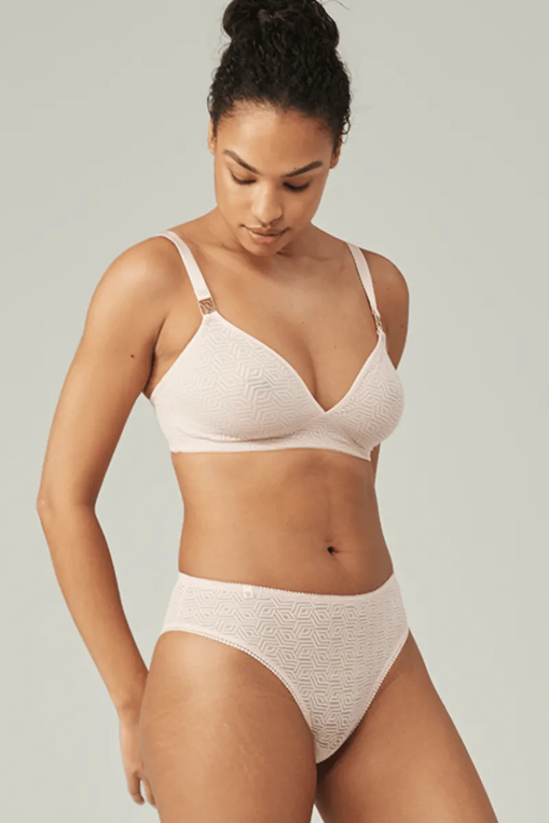 £30 And Under | Briefs>Nudea Sheer Deco High Leg Brief in Blush Pink