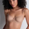 Sexy Lingerie | Luxury French Lingerie>Aubade Sheer Emotion Half Cup Bra SheerEmotionSand