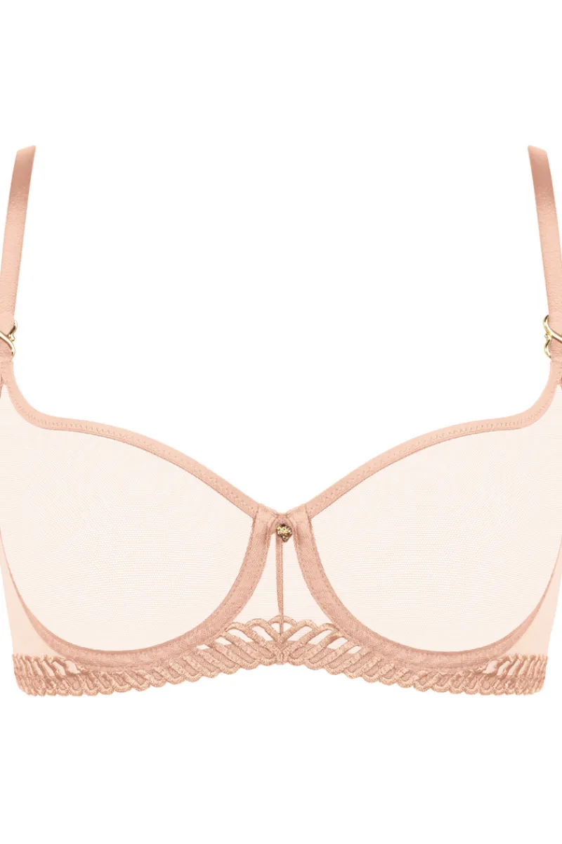 Sexy Lingerie | Luxury French Lingerie>Aubade Sheer Emotion Half Cup Bra SheerEmotionSand