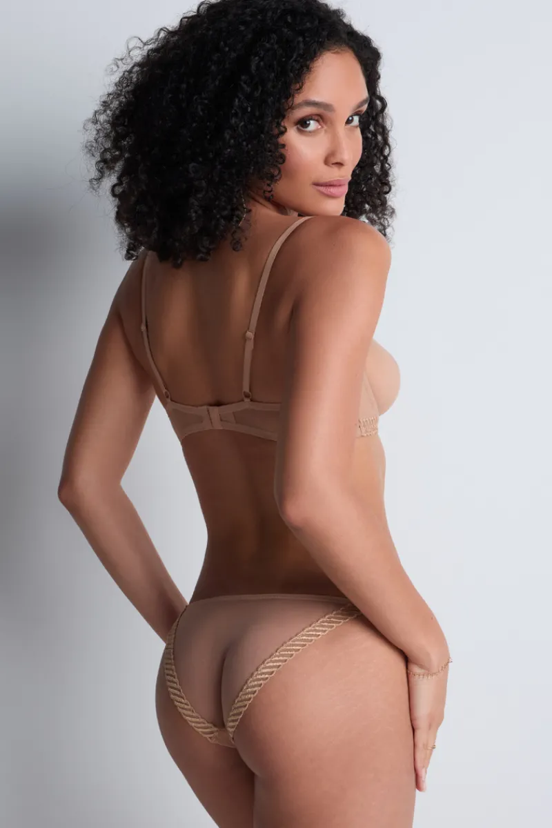 Sexy Lingerie | Luxury French Lingerie>Aubade Sheer Emotion Mini Coeur Brief SheerEmotionSand