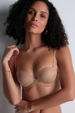 Sexy Lingerie | Luxury French Lingerie>Aubade Sheer Emotion Multiway Plunge Bandeau Bra SheerEmotionSand