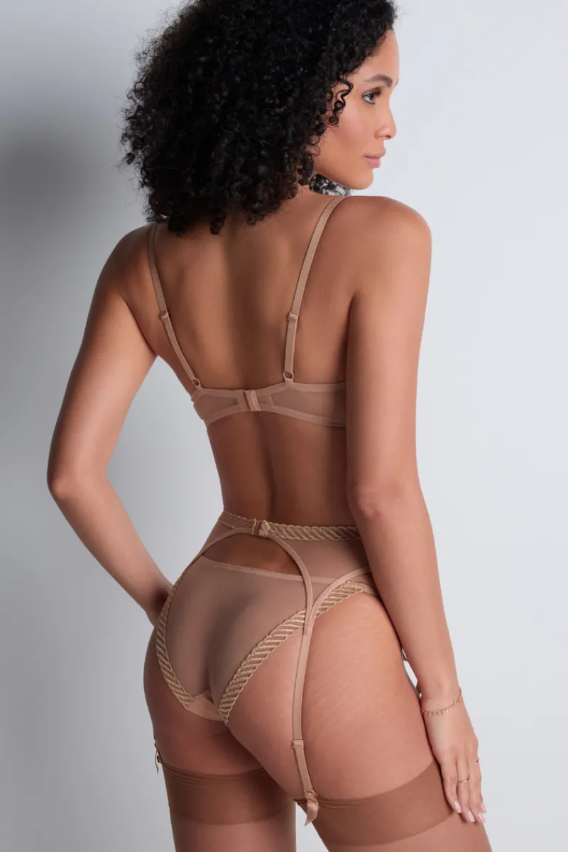 Sexy Lingerie | Luxury French Lingerie>Aubade Sheer Emotion Suspender SheerEmotionSand